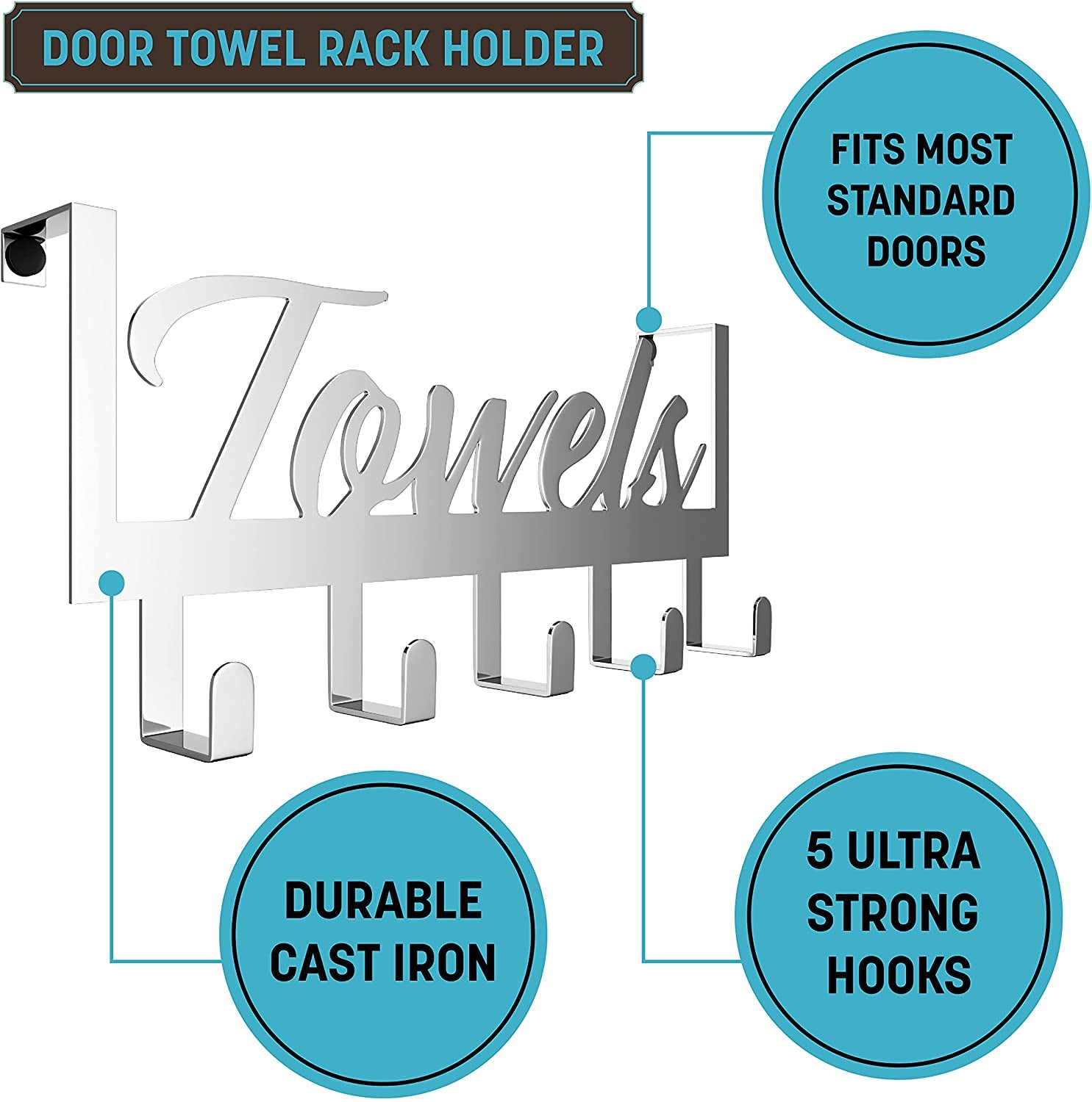 Aesthetic over the Door Towel Rack for Your Bathroom – Space Saving and Convenient Towel Holder with Sturdy Hooks – the Perfect Addition to Your Bathroom Decor