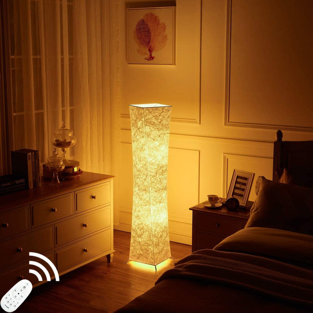 52" Creative LED Floor Lamp Softlighting Contemporary Standing Modern Twisted Design with Fabric Shade & 2 Bulbs for Living Room Warm Atmosphere