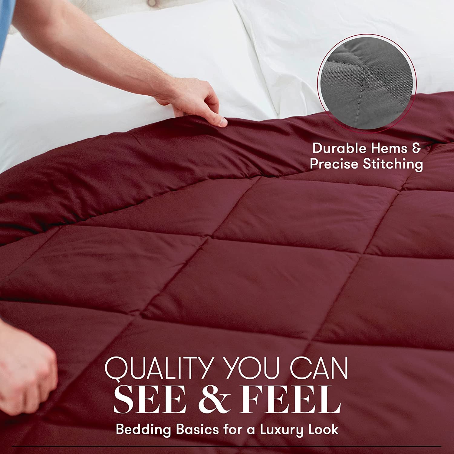 Beckham Hotel Collection Goose down Alternative Reversible Comforter - All Season - Premium Quality Luxury Comforter - Full/Queen - Aqua/Ivory