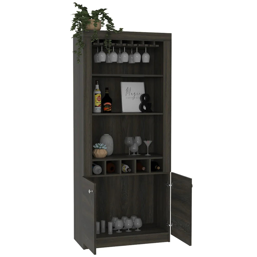 Bar Cabinet Margarita, Five Wine Cubbies, Carbon Espresso Finish