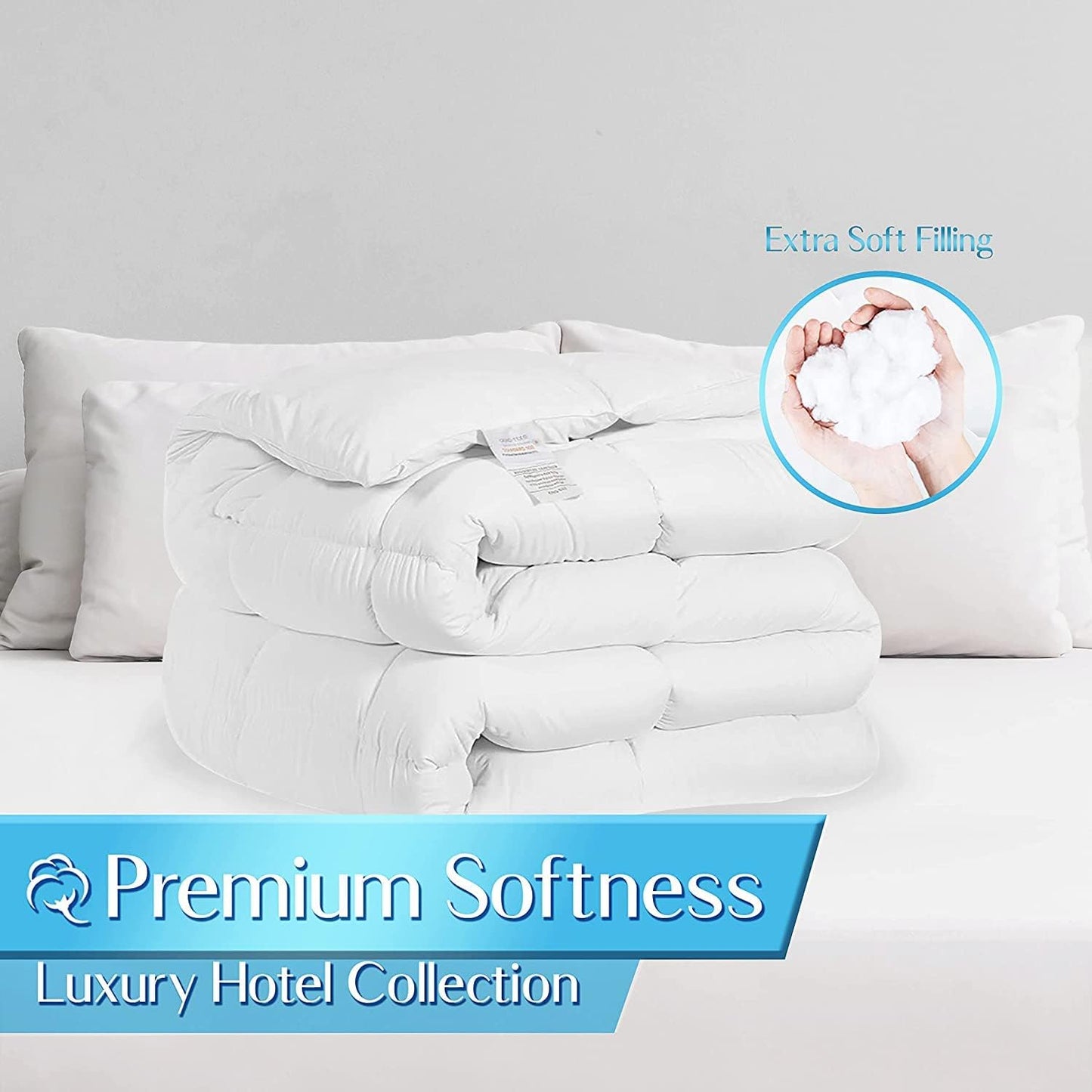 Queen Duvet Comforter Insert - Ultra Soft Box Stitched Queen Size Duvet, All Season White down Alternative Cozy Comforter with Corner Tabs, Queen 90X90