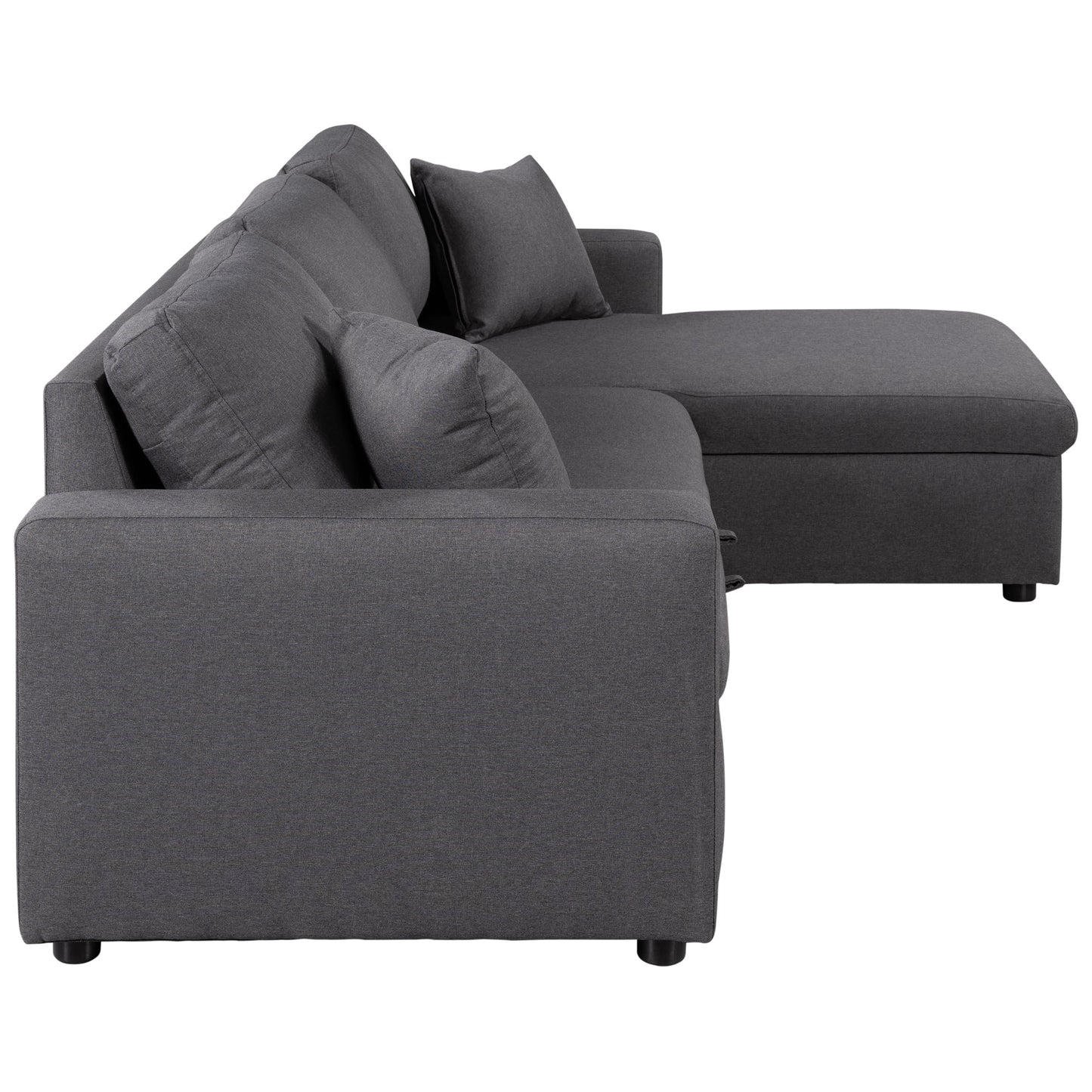 Upholstery  Sleeper Sectional Sofa Grey with Storage Space, 2 Tossing