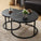 Small round Nesting Coffee Table 27" Wood and Metal Stacking Coffee Tables for Compact Spaces, Black/White