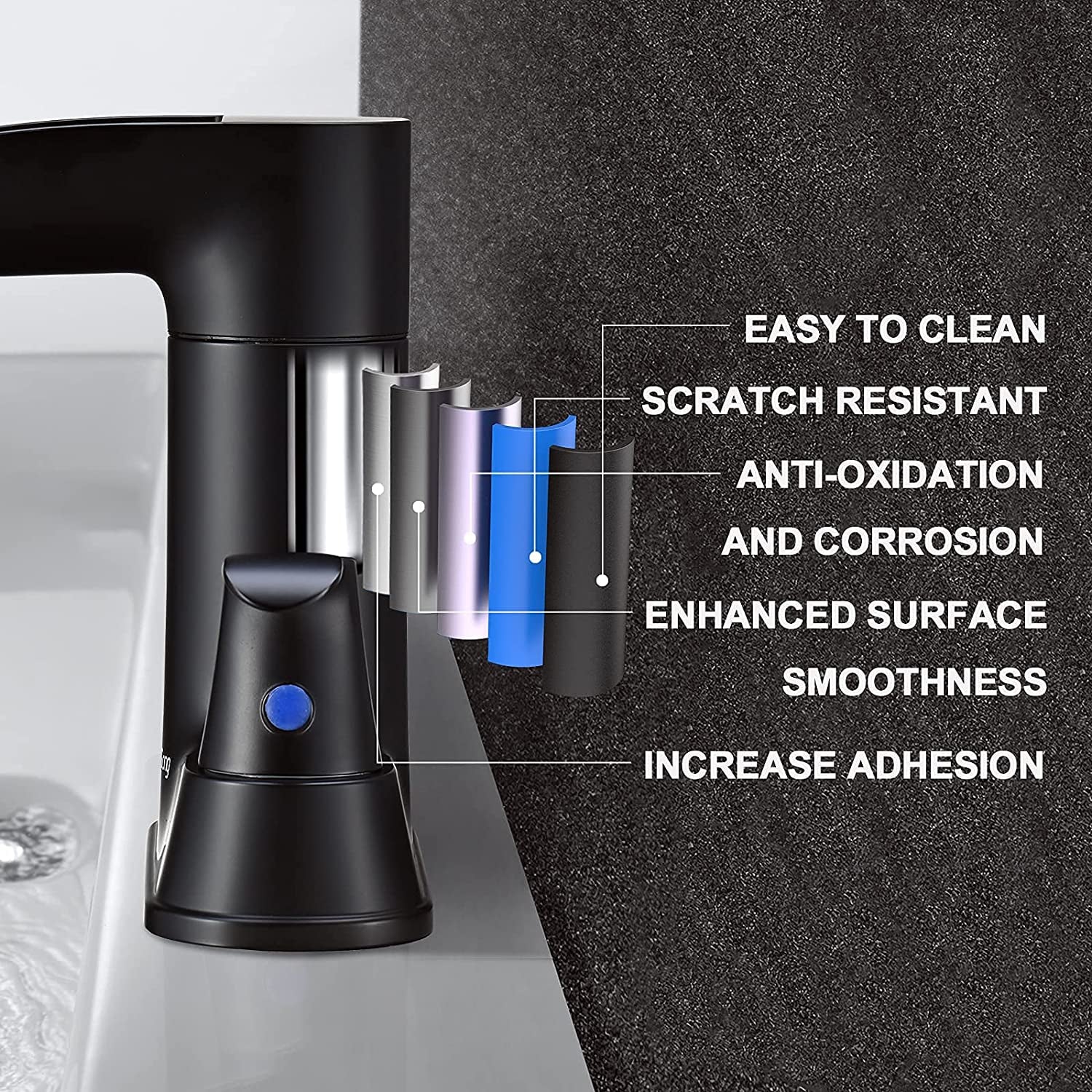 Black Waterfall Spout Bathroom Faucet,  2-Handle Bathroom Sink Faucet with Pop up Drain & Supply Lines, RV Lavatory Vessel Faucet 4 Inch Centerset Waterfall Bathroom Faucet, 2 or 3 Hole