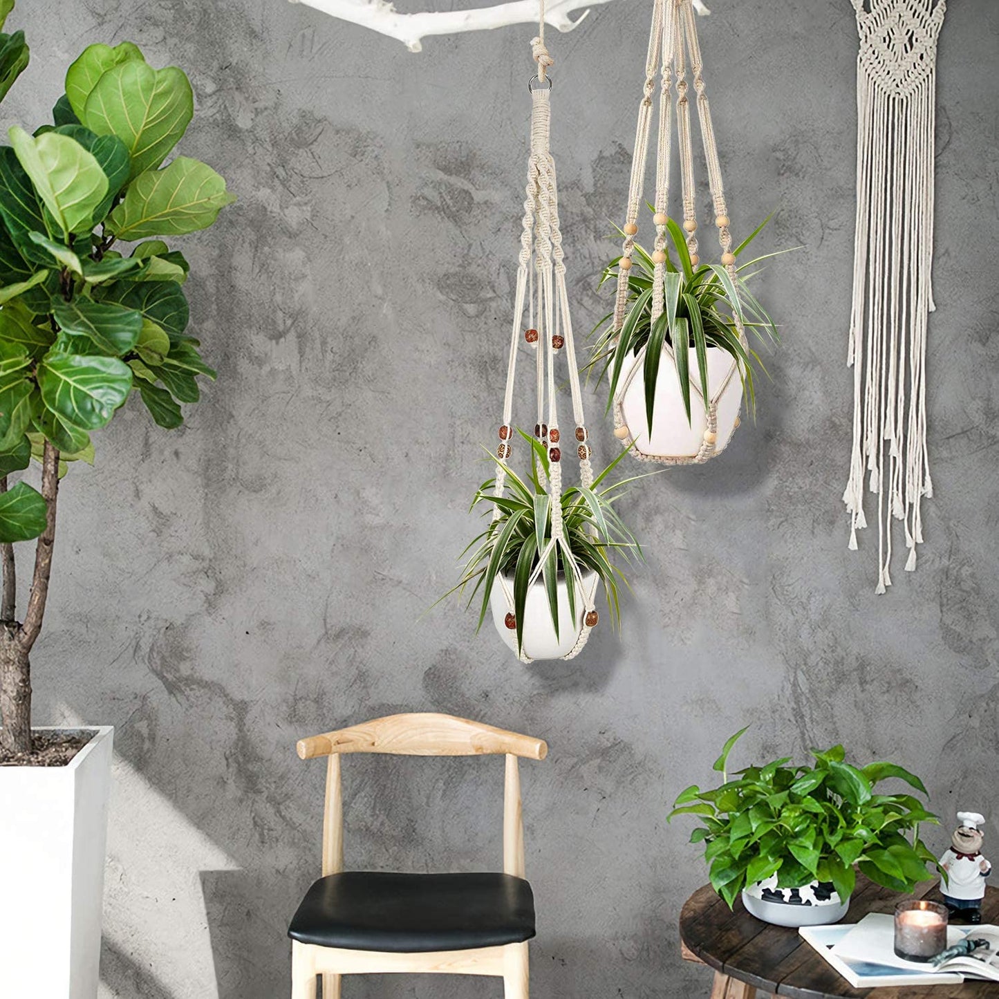 Macrame Plant Hanger, 2 Packs Plant Hangers, Hanging Planter for Indoor Plants Decorative Macrame Pot Hanger for Home Decor