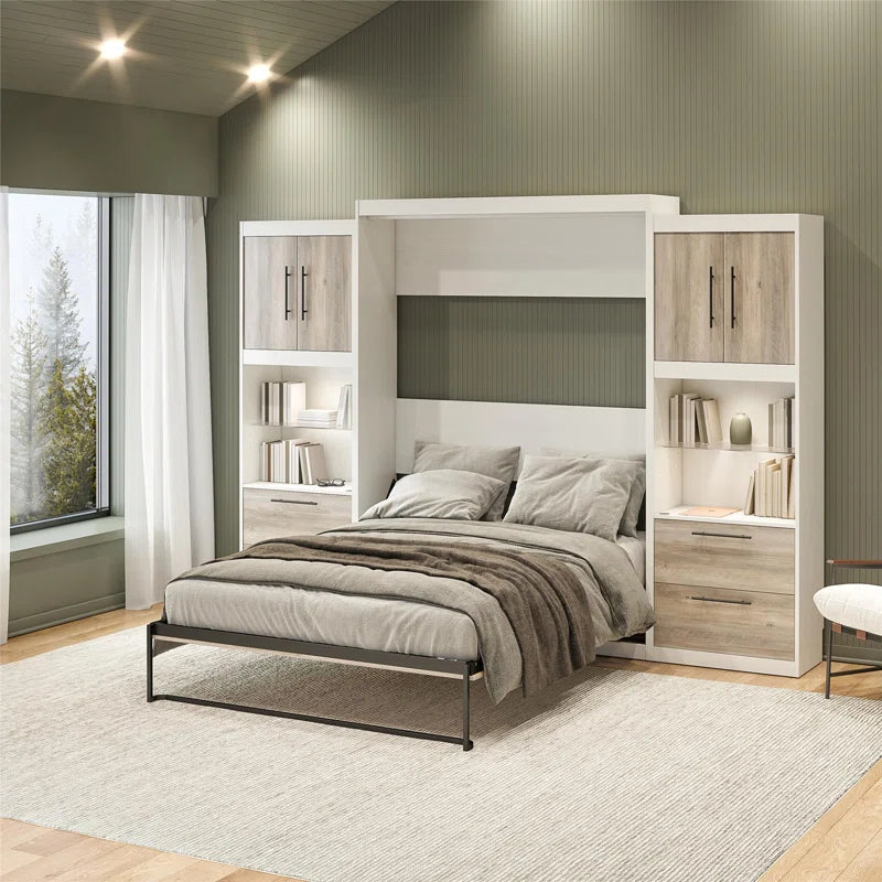 Tapaktuan Murphy Bed with Side Storage Cabinets