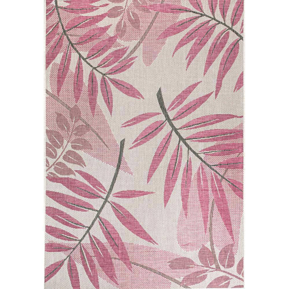 Trudy Art Deco Leaves Pink 6 Ft. 3 In. X 9 Ft. Indoor/Outdoor Patio Area Rug