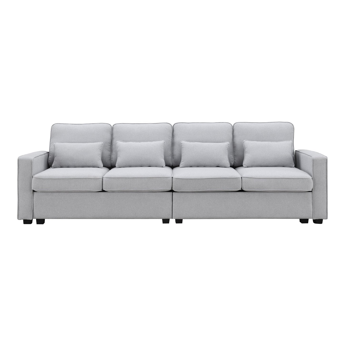 104" 4-Seater Modern Linen Fabric Sofa with Armrest Pockets and 4