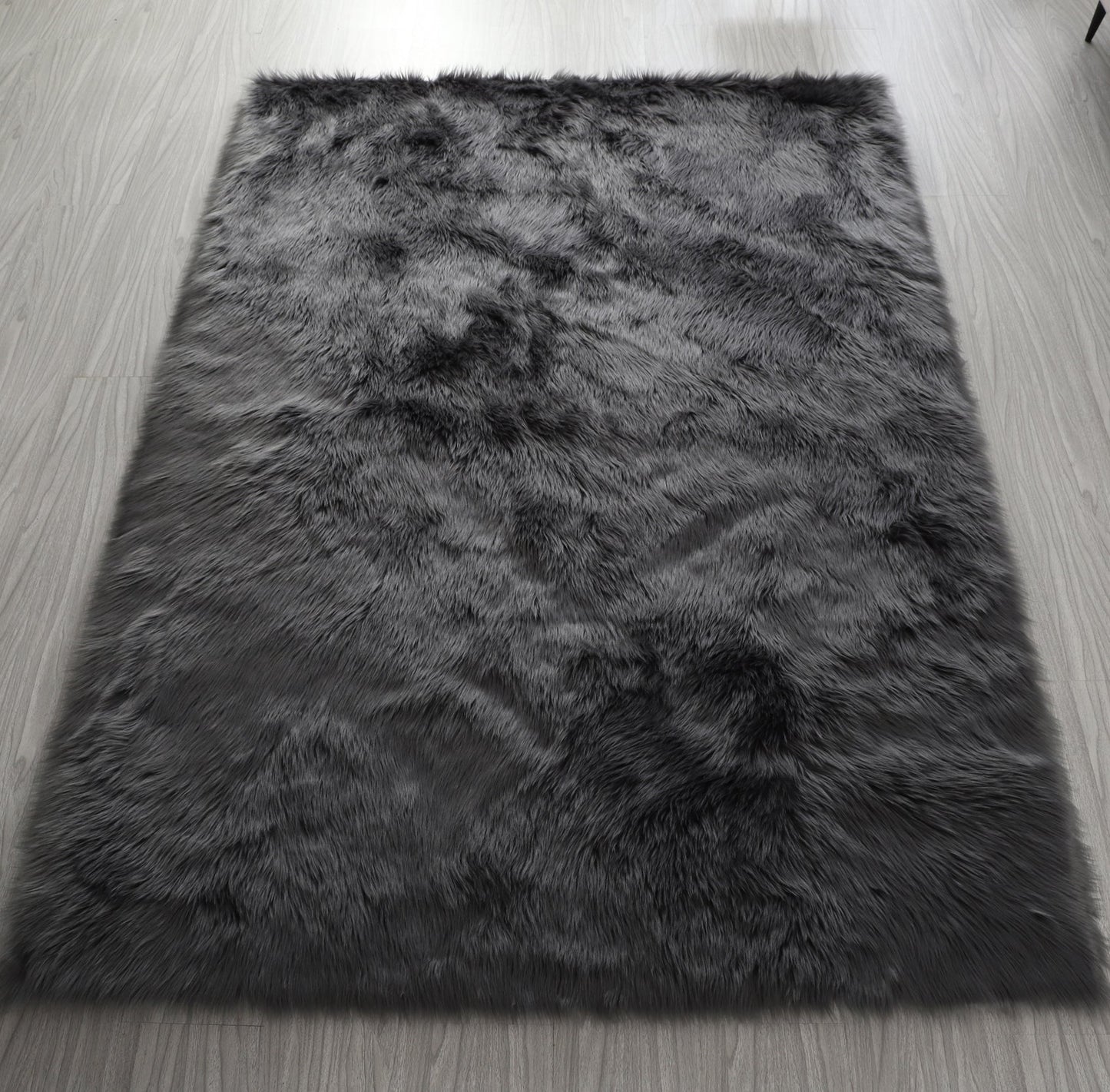 Cozy Ultra Soft Fluffy Faux Fur Grey Area Rug