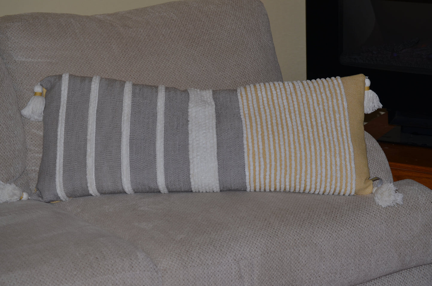 Decorative Long Grey Stripes Throw Pillow (14X36 Inches)