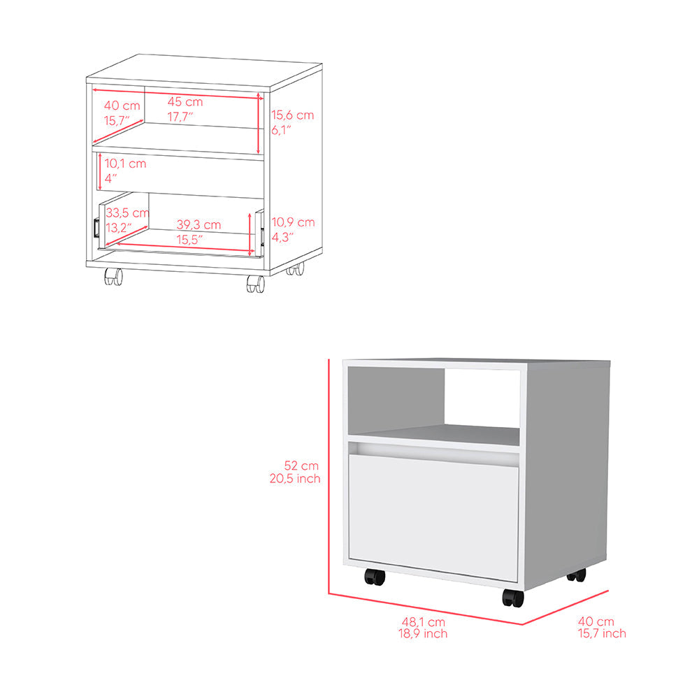 Milford 2 Piece Bedroom Set, Nightstand + Dresser, White Finish