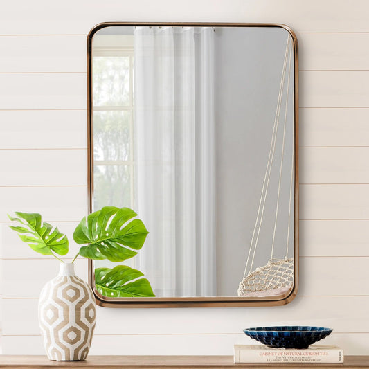 Gold Bathroom Hanging Mirror, 22"x30”