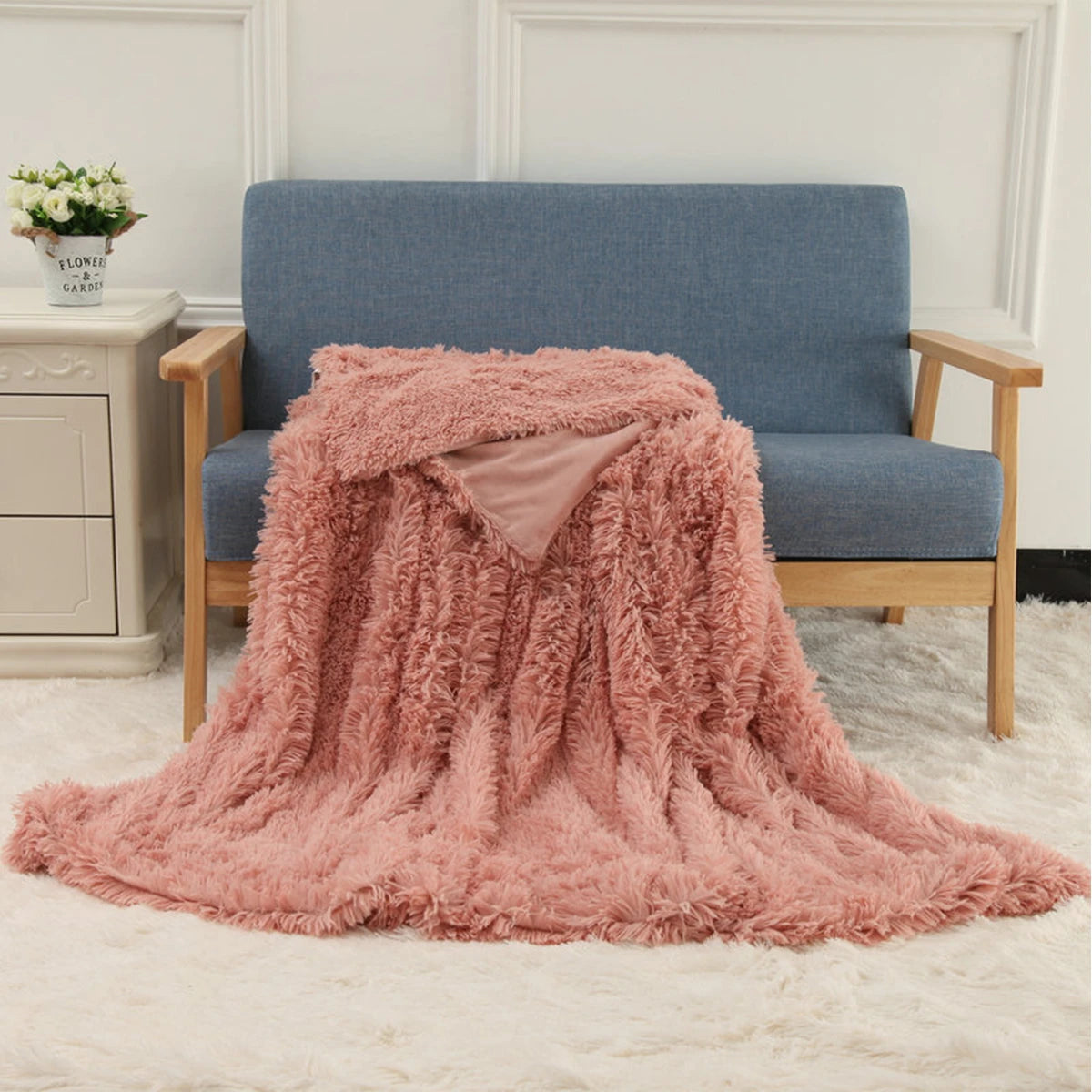 160X200Cm/130X160Cm MECO Large Luxury Shaggy Blankets with Heart Carpet Faux Fur Long Pile Throw Sofa Bed Soft Warm Blanket Shaggy Fluffy Rug