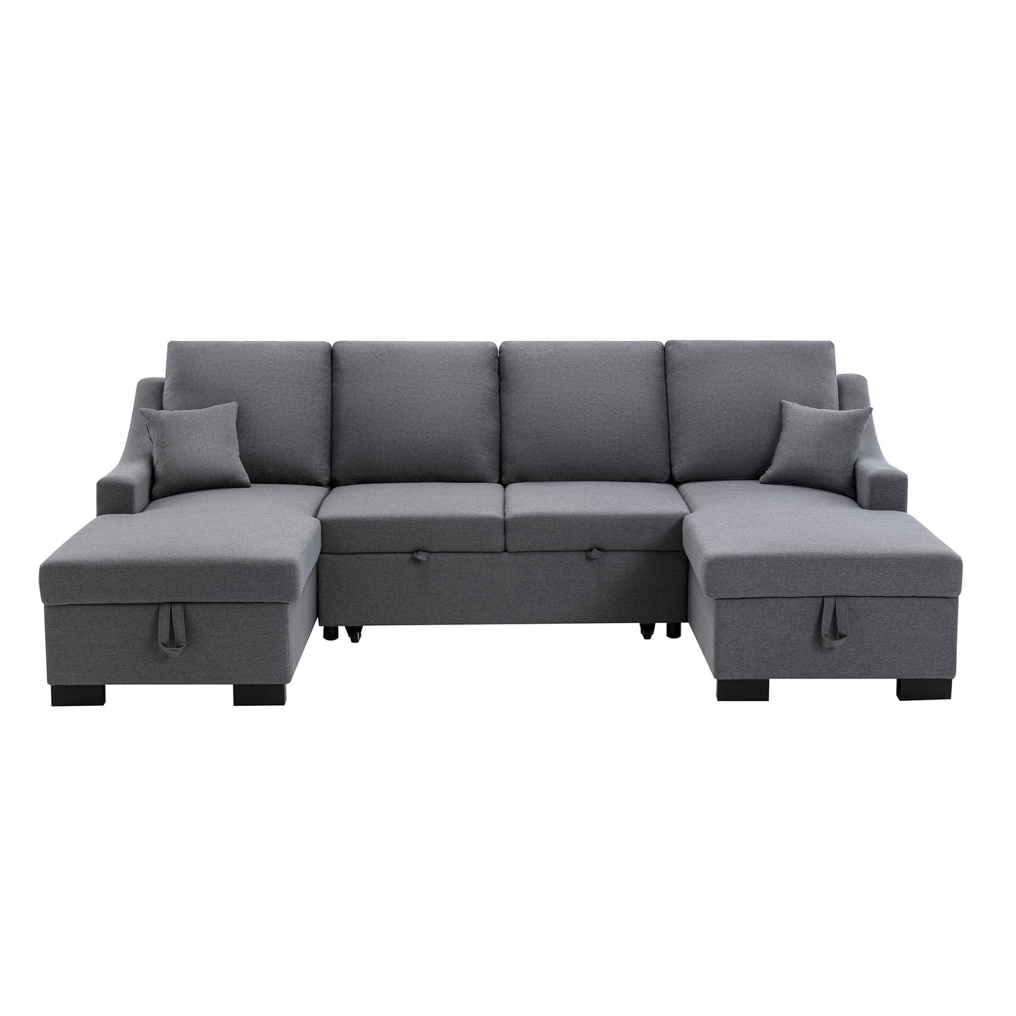 Upholstery Sleeper Sectional Sofa with Double Storage Spaces, 2