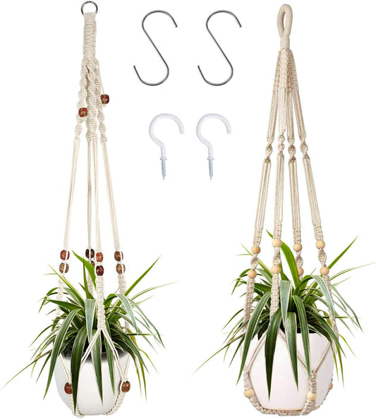 Macrame Plant Hanger, 2 Packs Plant Hangers, Hanging Planter for Indoor Plants Decorative Macrame Pot Hanger for Home Decor