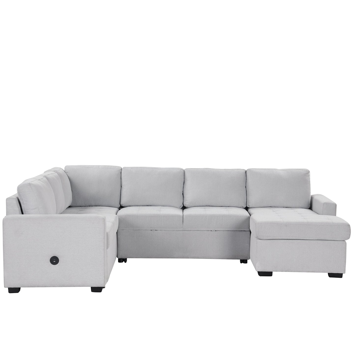 Modular Combination Sofa with Ottoman L-shaped Corner Combination, USB