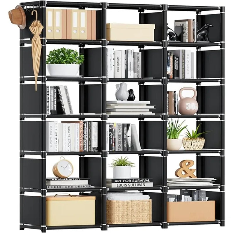 Mavivegue Bookshelf,18 Cube Storage Organizer,Extra Large Book Shelf Organizer,Tall Bookcase Shelf（Black/Grey）Optional