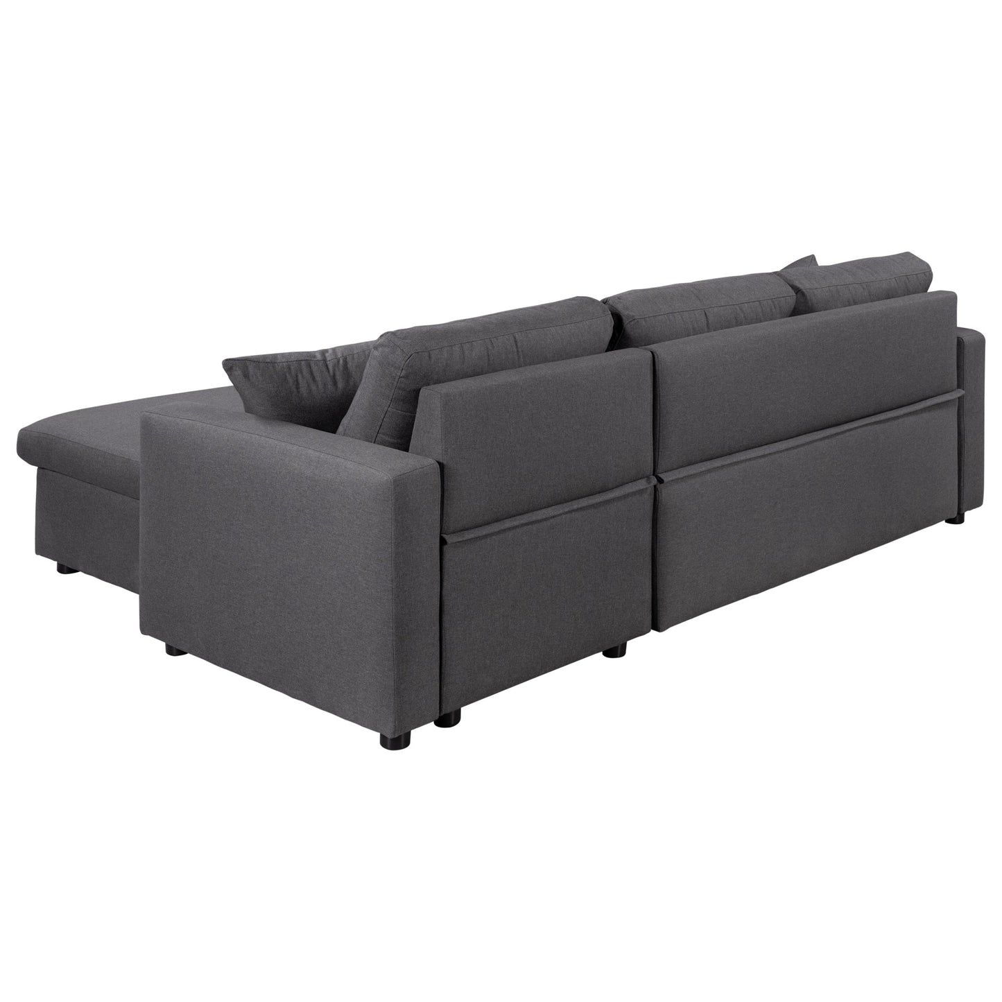 Upholstery  Sleeper Sectional Sofa Grey with Storage Space, 2 Tossing