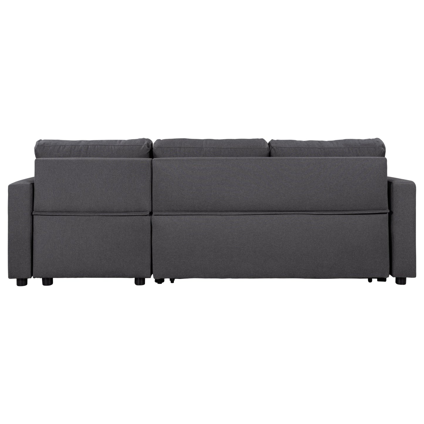 Upholstery  Sleeper Sectional Sofa Grey with Storage Space, 2 Tossing