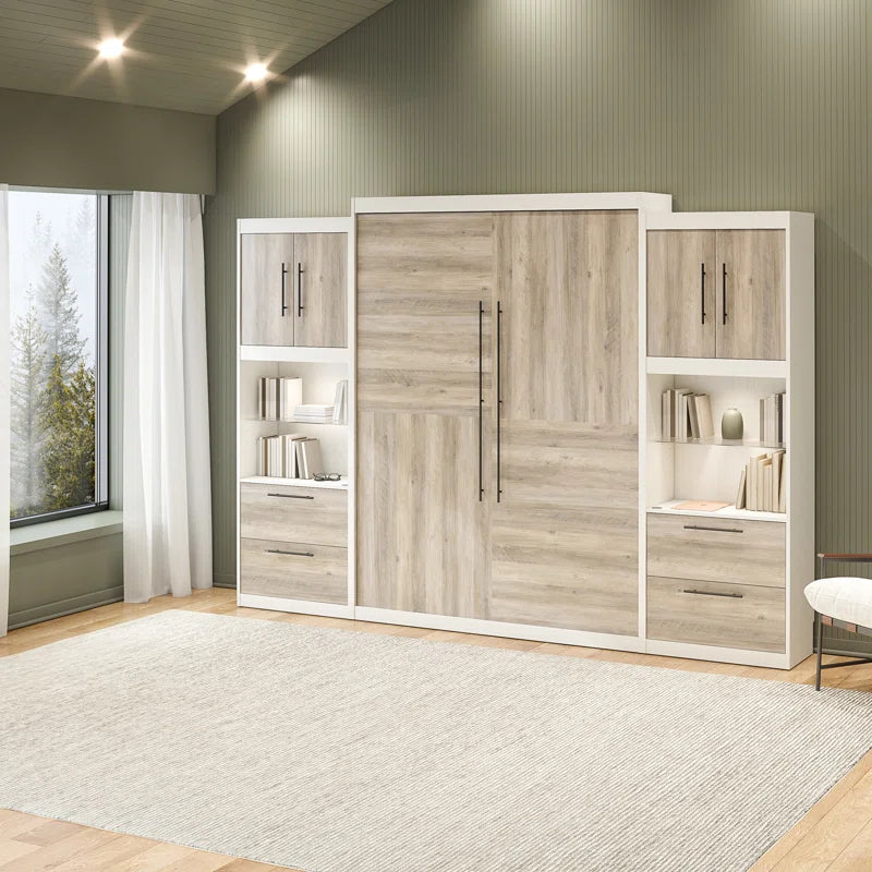 Tapaktuan Murphy Bed with Side Storage Cabinets