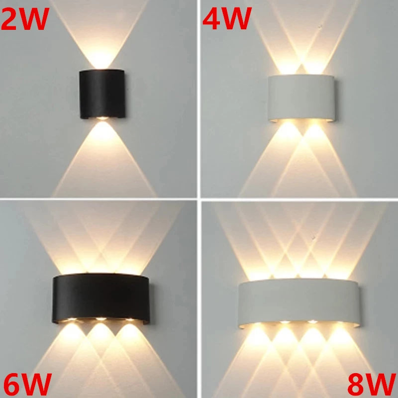 Led Wall Lamp Outdoor Waterproof up and down Luminous Lighting Garden Decoration AC85-265V Wall Lights for Bedroom Living Room