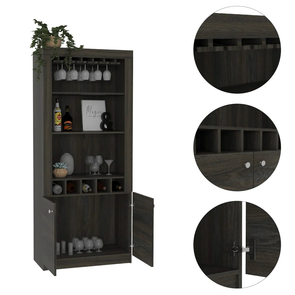 Bar Cabinet Margarita, Five Wine Cubbies, Carbon Espresso Finish