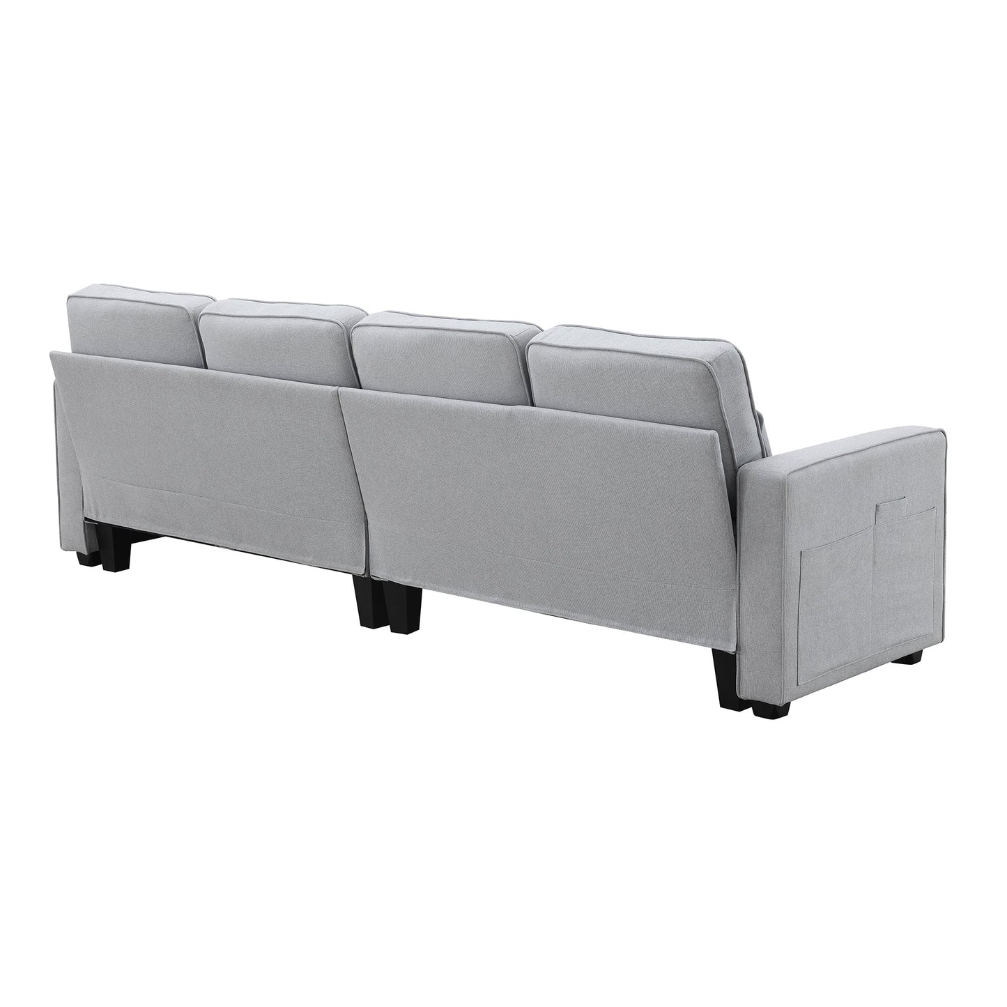 104" 4-Seater Modern Linen Fabric Sofa with Armrest Pockets and 4