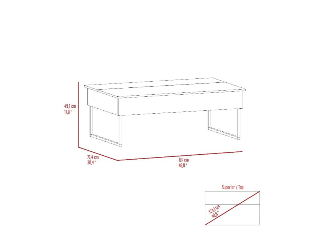 Lift Top Coffee Table Wuzz, Two Legs, Two Shelves, Carbon Espresso / Black Wengue Finish