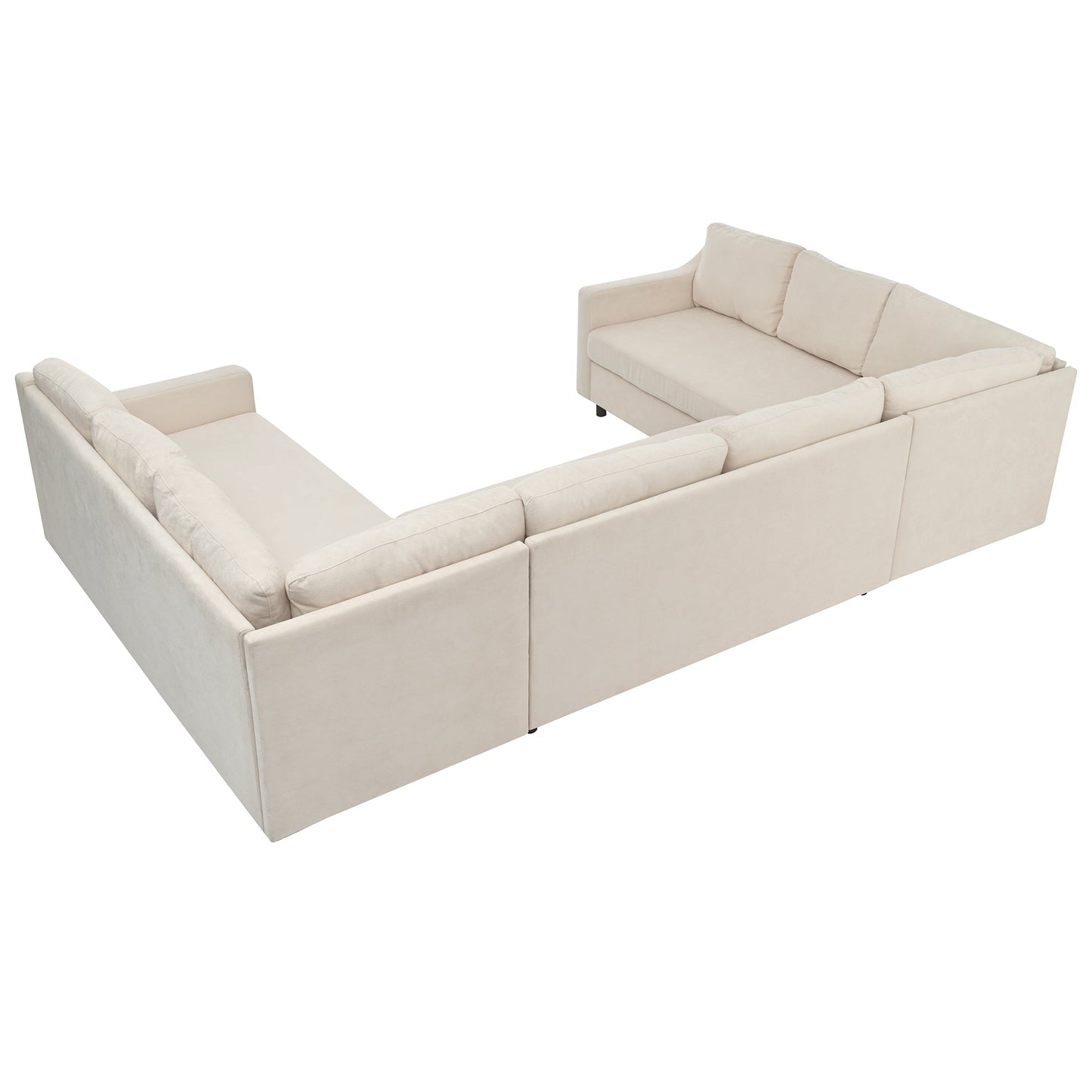 3 Pieces Upholstered U-Shaped Large Sectional Sofa with Thick Seat and