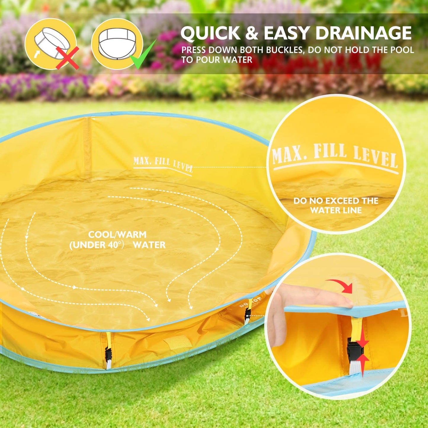 Paddling Pool for Kids & Pets, Kids Ball Pit Tent 3 in 1, Pop up Wading Pool Tent with UV Protection Sunshade Canopy Basketball Hoop, Portable Beach Backyard Toys for Indoor Outdoor Activity