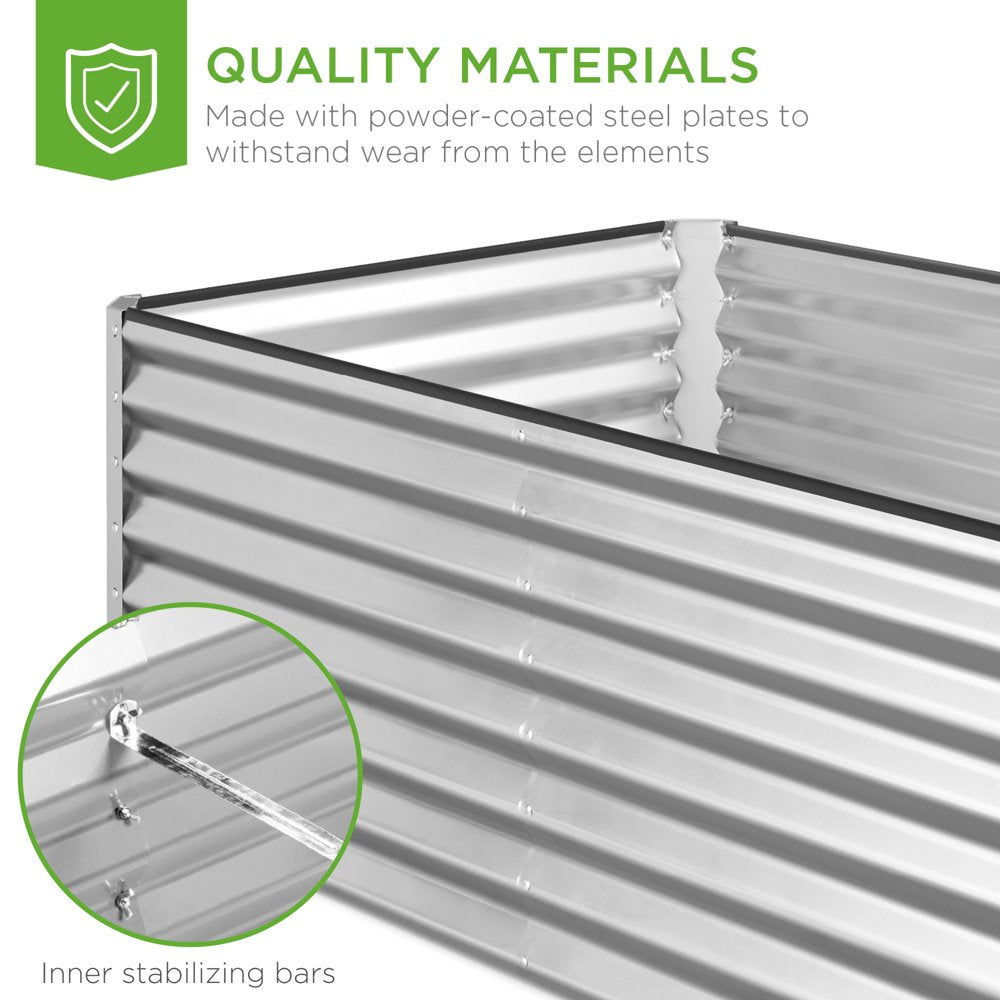 6X3X2Ft Outdoor Metal Raised Garden Bed, Planter Box for Vegetables, Flowers, Herbs - Silver