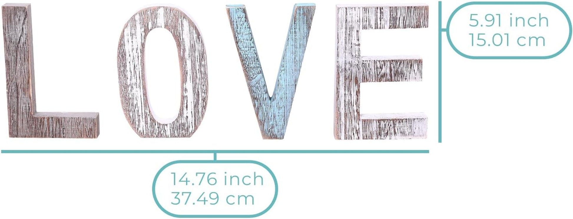 “Love” Decorative Wooden Letters – Large Wood Letters for Wall Décor in Rustic Blue, White and Grey – Rustic Home Decoration for Living Room - Rustic Home Décor Accents – Farmhouse Decor