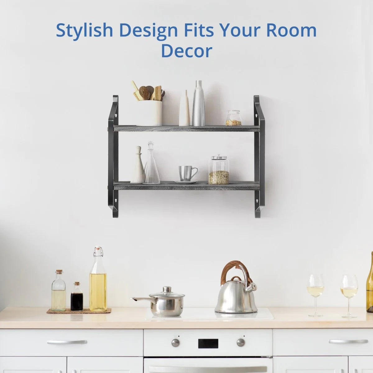 Rustic 2-Tier Floating Shelves for Home Decor and Organization