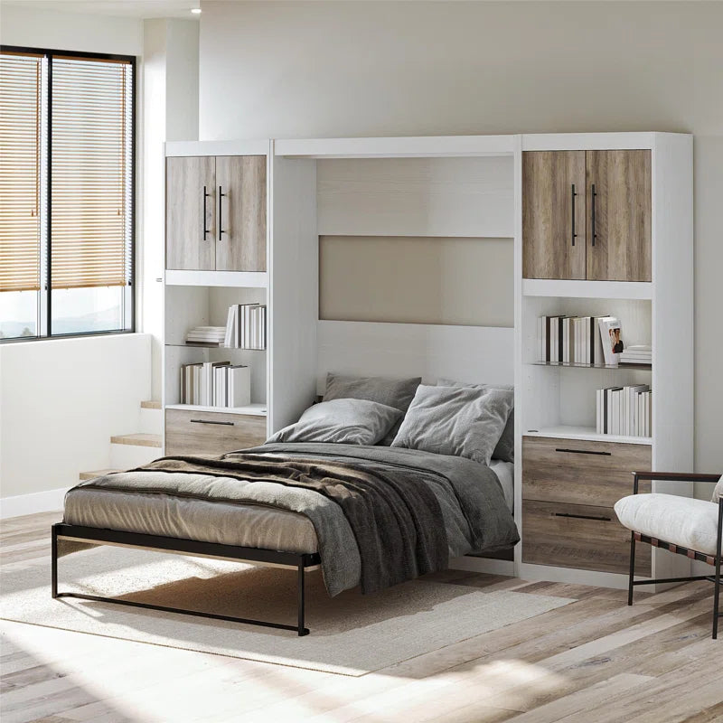 Tapaktuan Murphy Bed with Side Storage Cabinets