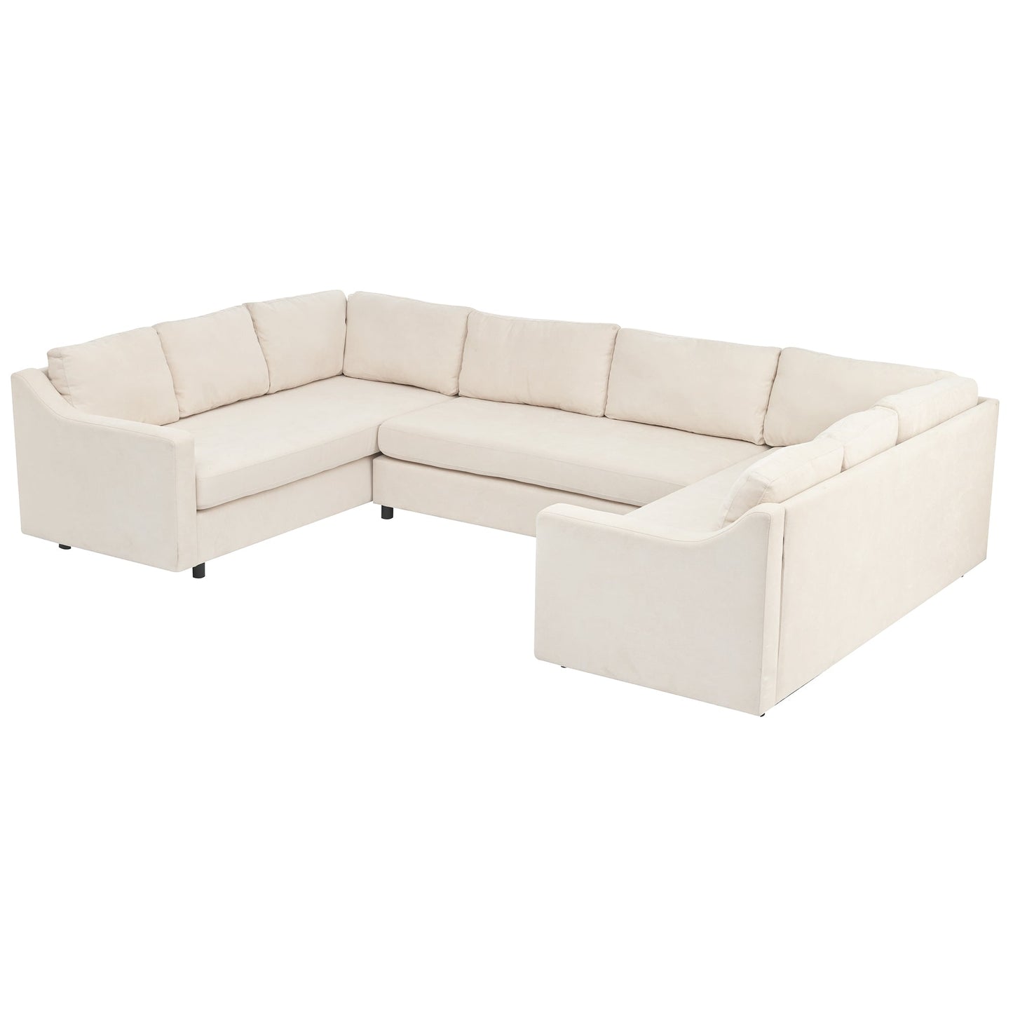 3 Pieces Upholstered U-Shaped Large Sectional Sofa with Thick Seat and