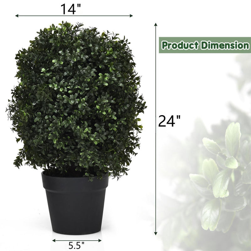 2 Pieces 24 Inch Artificial Decoration Boxwood Topiary Ball Tree