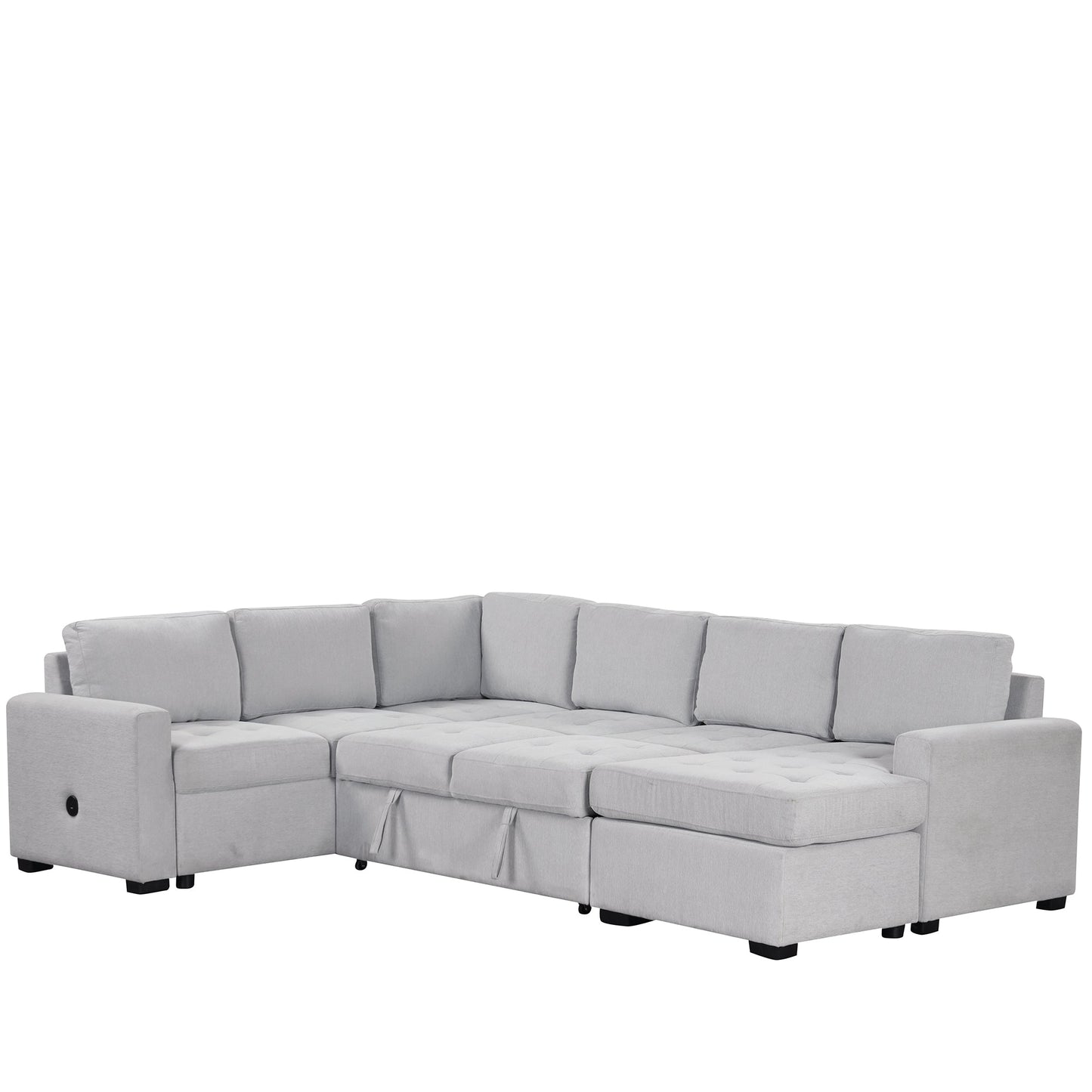 Modular Combination Sofa with Ottoman L-shaped Corner Combination, USB