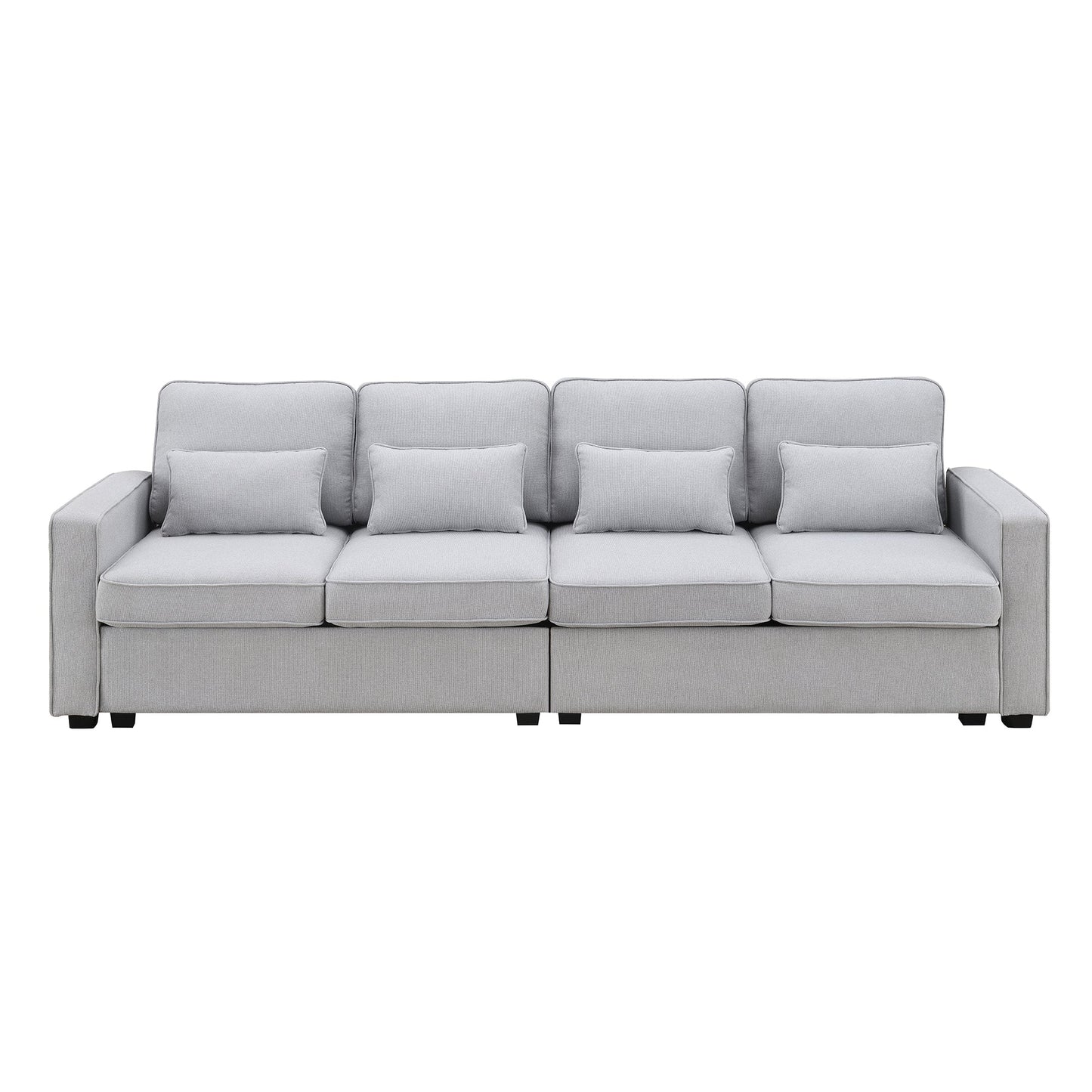 104" 4-Seater Modern Linen Fabric Sofa with Armrest Pockets and 4