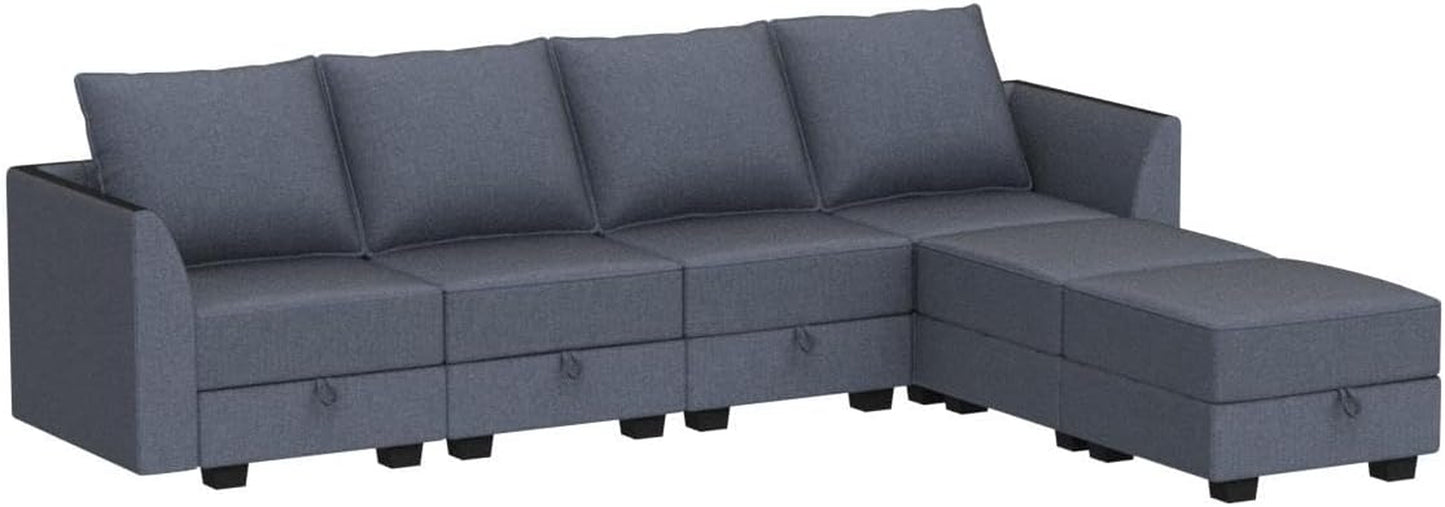 Modular Sectional Sofa U Shaped Sectional Couch with Reversible Chaise Modular Couch with Storage, Bluish Grey