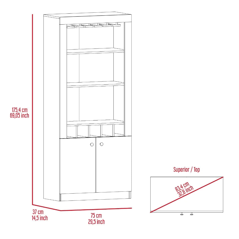 Bar Cabinet Margarita, Five Wine Cubbies, Carbon Espresso Finish