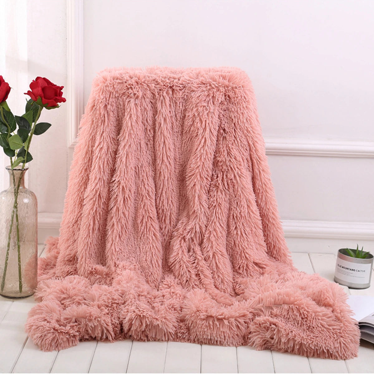 160X200Cm/130X160Cm MECO Large Luxury Shaggy Blankets with Heart Carpet Faux Fur Long Pile Throw Sofa Bed Soft Warm Blanket Shaggy Fluffy Rug