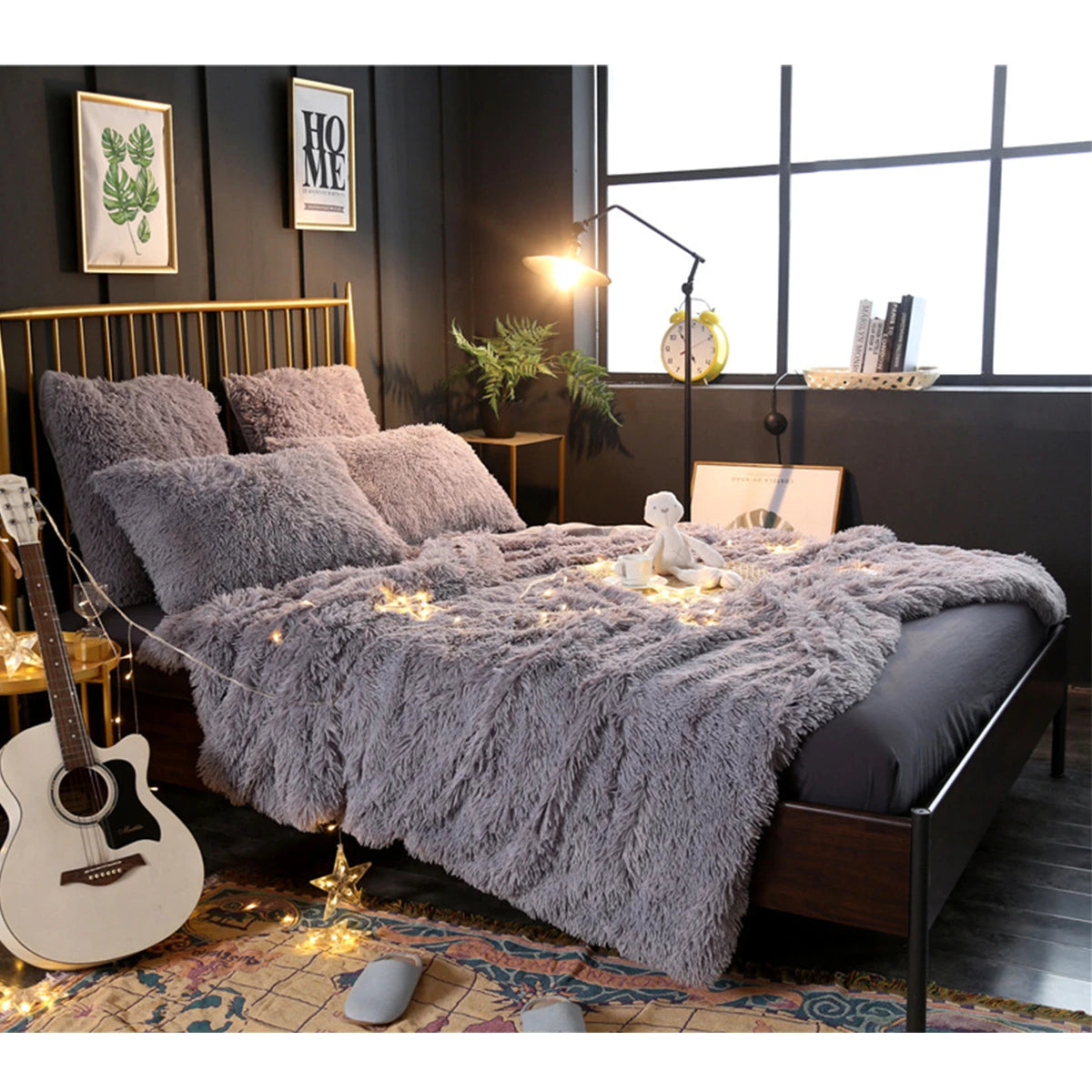 160X200Cm/130X160Cm MECO Large Luxury Shaggy Blankets with Heart Carpet Faux Fur Long Pile Throw Sofa Bed Soft Warm Blanket Shaggy Fluffy Rug