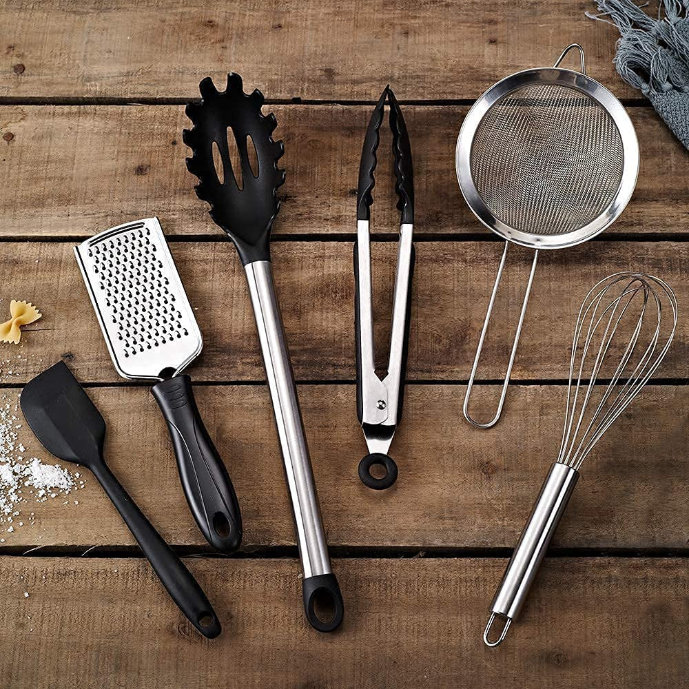 ,Kithcen Utensil Set 42 Cooking Utensils Set Nylon and Stainless Steel Utensils Set Kitchen Tool Set,Baking Set Kitchen Set Spatula Set Kitchen Gadgets Kitchen Tools Kitchen Accessories Black