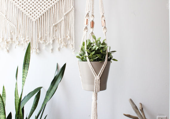 Macrame Plant Hanger, Copper Macrame