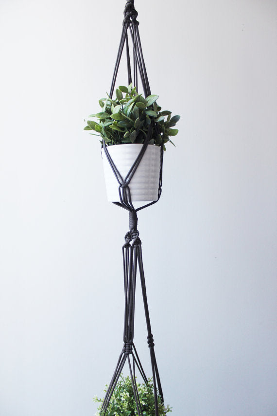 Double Macrame Plant Hanger, Hanging Planter