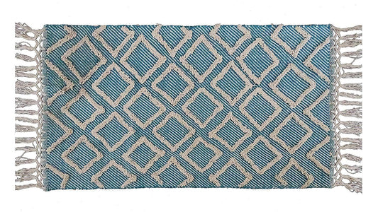 Accent Rugs Sky Blue Diamond Pattern