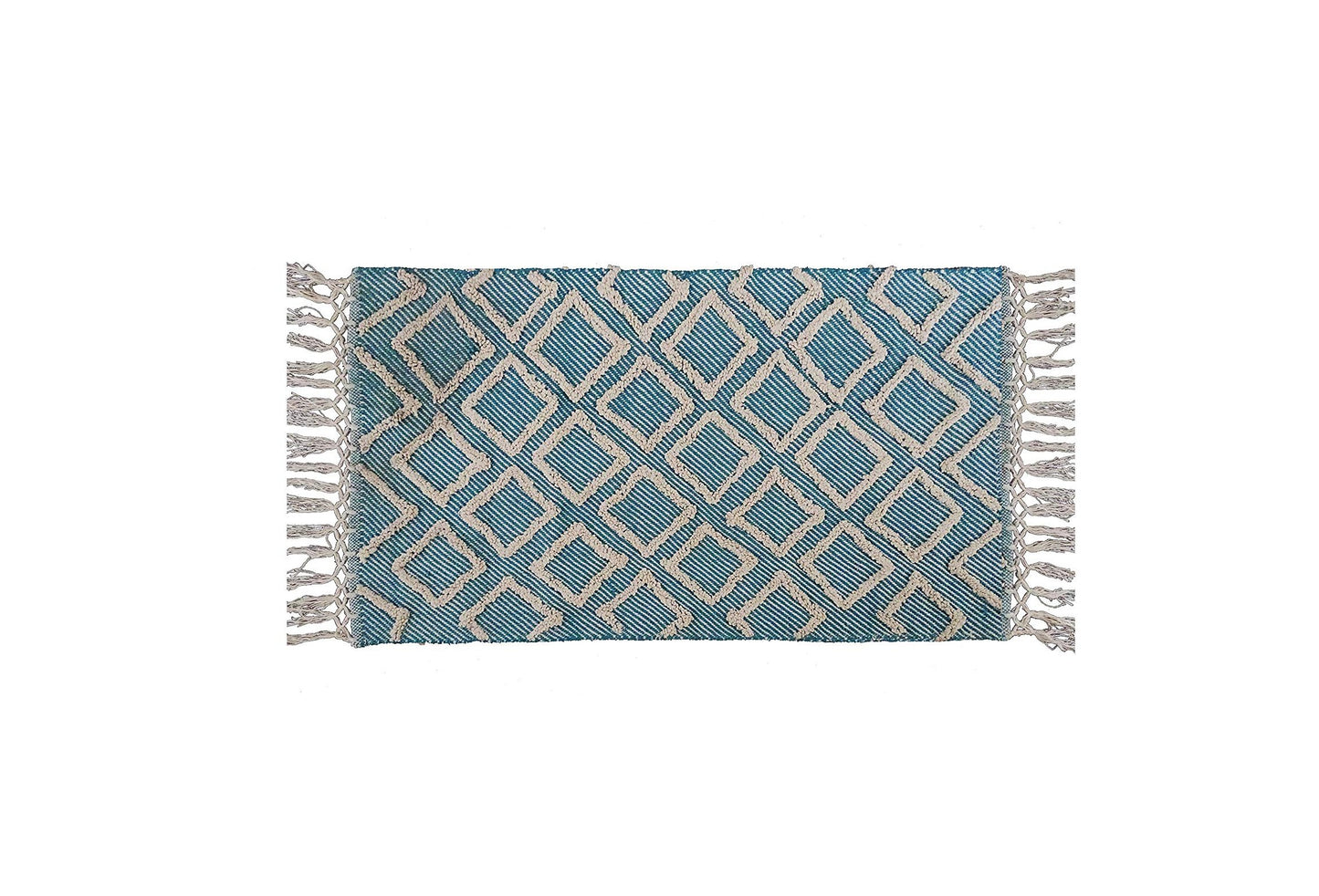 Accent Rugs Sky Blue Diamond Pattern