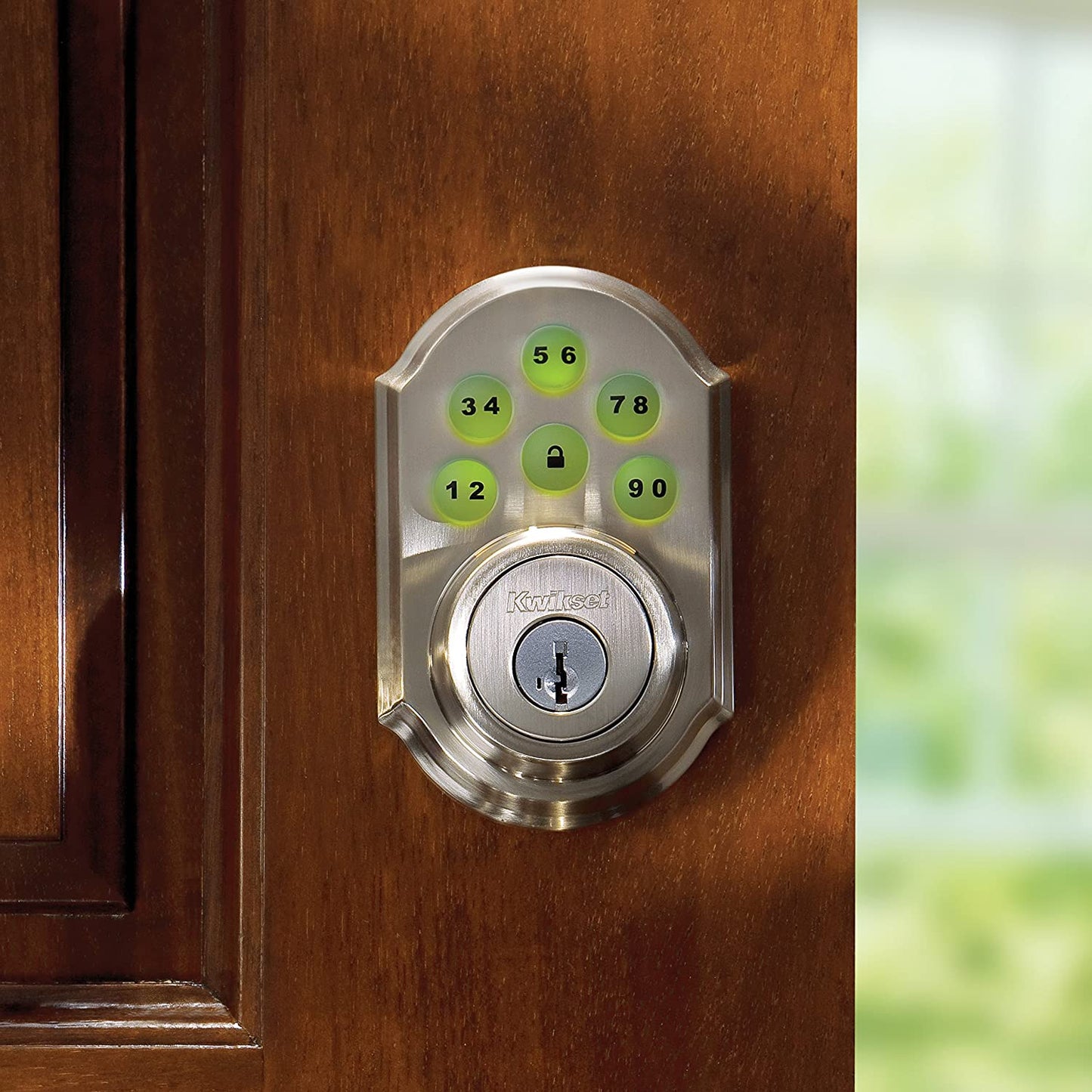 99100-078 Smartcode 910 Traditional Smart Keypad Electronic Deadbolt Door Lock with Smartkey Security and Z-Wave Plus, Satin Nickel