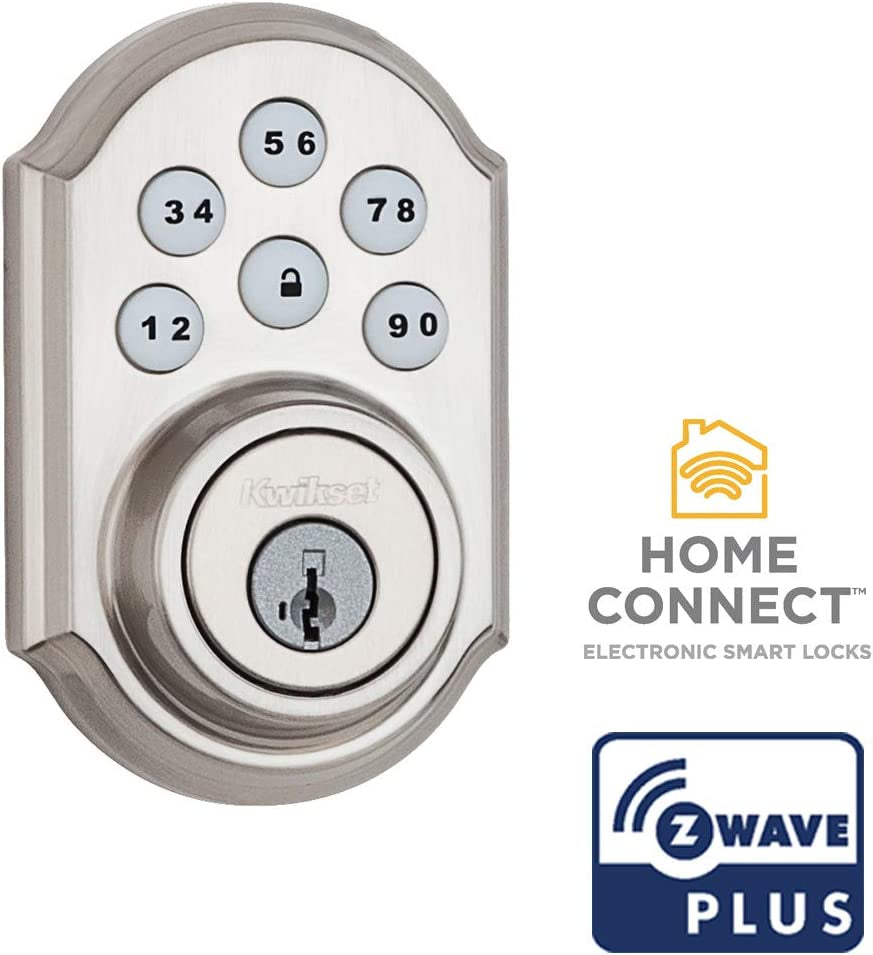 99100-078 Smartcode 910 Traditional Smart Keypad Electronic Deadbolt Door Lock with Smartkey Security and Z-Wave Plus, Satin Nickel