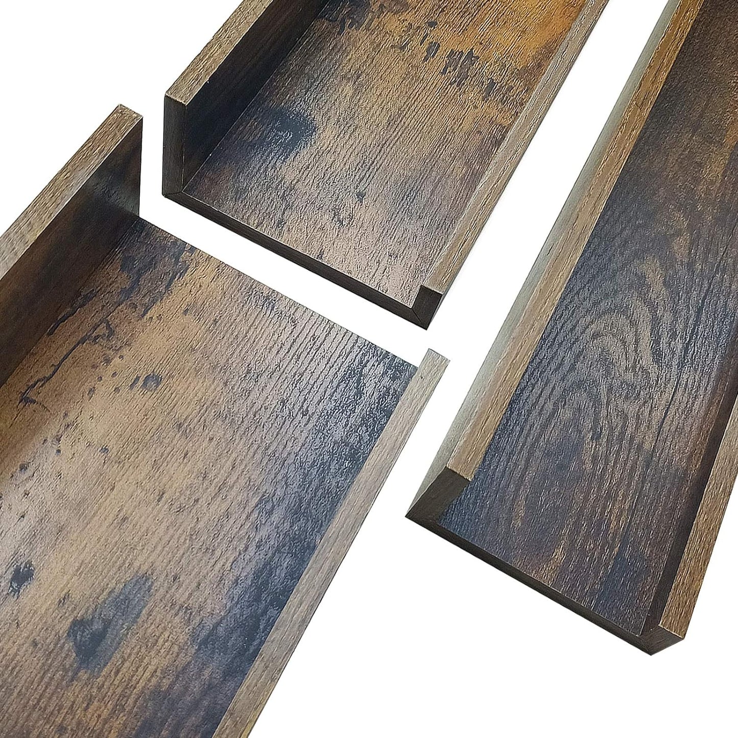 24 Inch Floating Shelves Wall Mounted Set of 3, Rustic Large Wall Shelves Picture Ledge Shelf for Bedroom Living Room Bathroom Kitchen, 3 Different Sizes